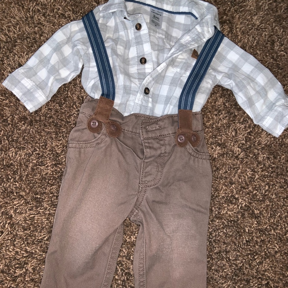 Baby boy suspenders outfit